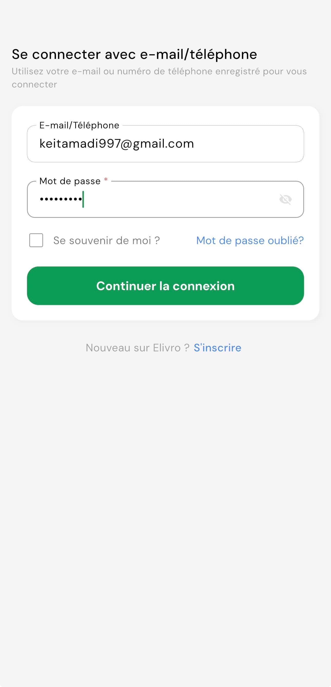 Page de connexion