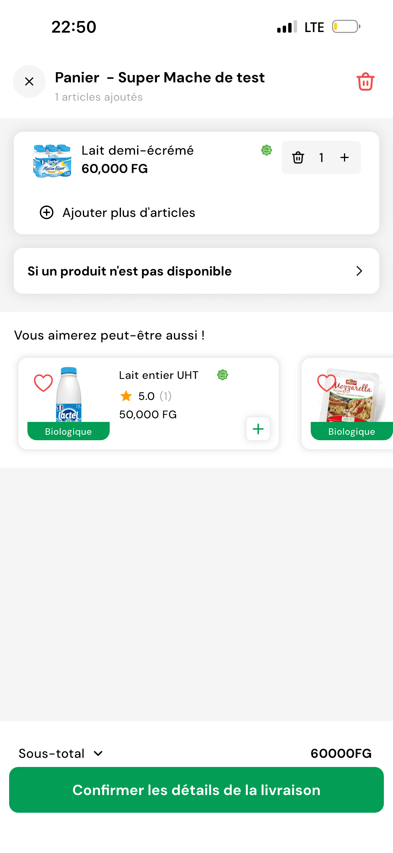 Panier d'achat