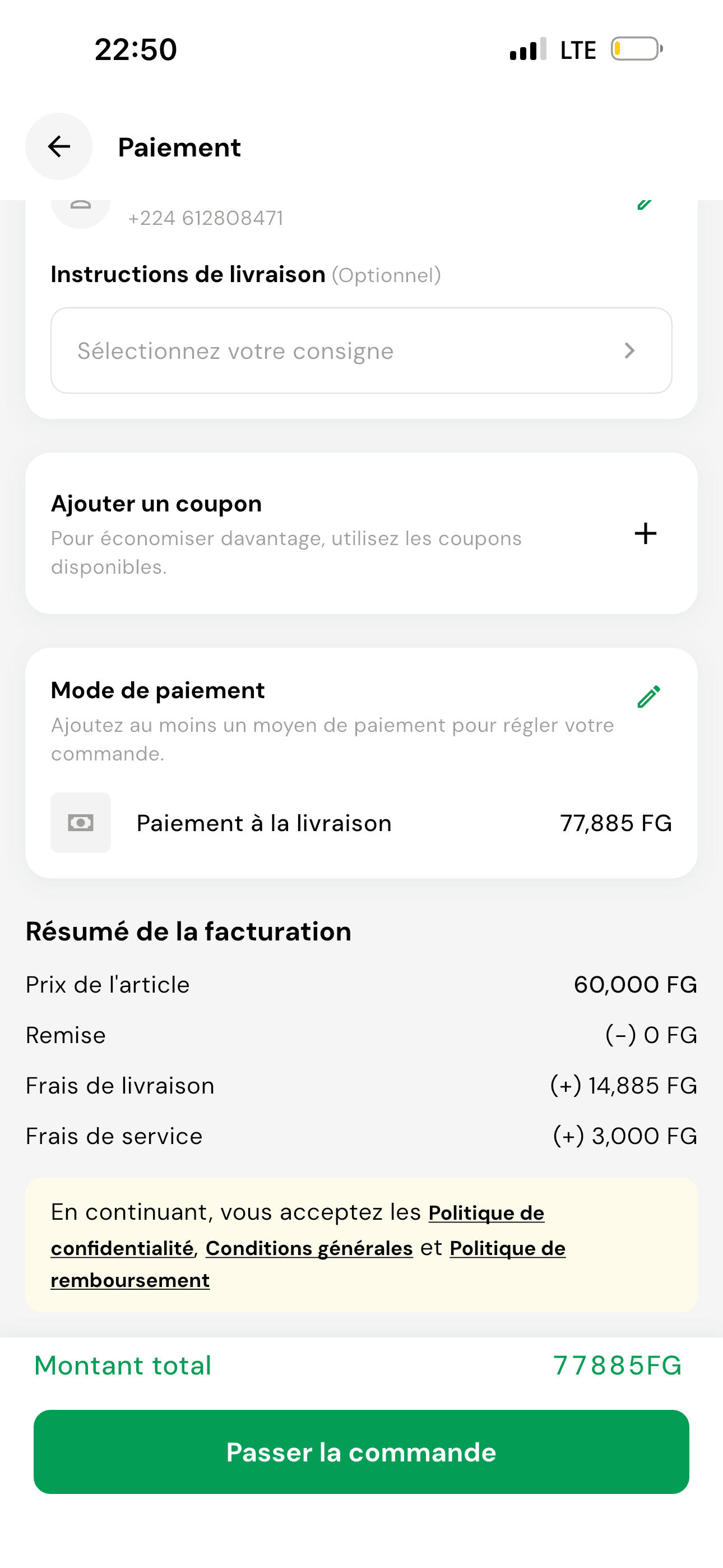 Résumé de facturation